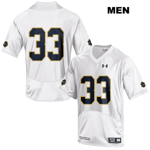 Men's NCAA Notre Dame Fighting Irish #33 Keenan Sweeney Stitched College Under Armour Authentic White No Name Football Jersey YH10I54OX